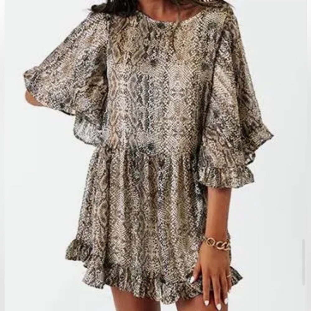 Meritt batwing snake print mini dress